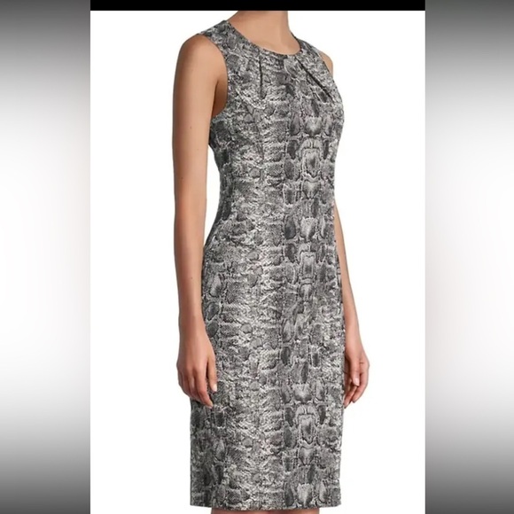 $498 KOBI HALPERIN Sz2 BEATRICE PYTHON-PRINT SLEEVELESS SHEATH DRESS - Picture 4 of 11